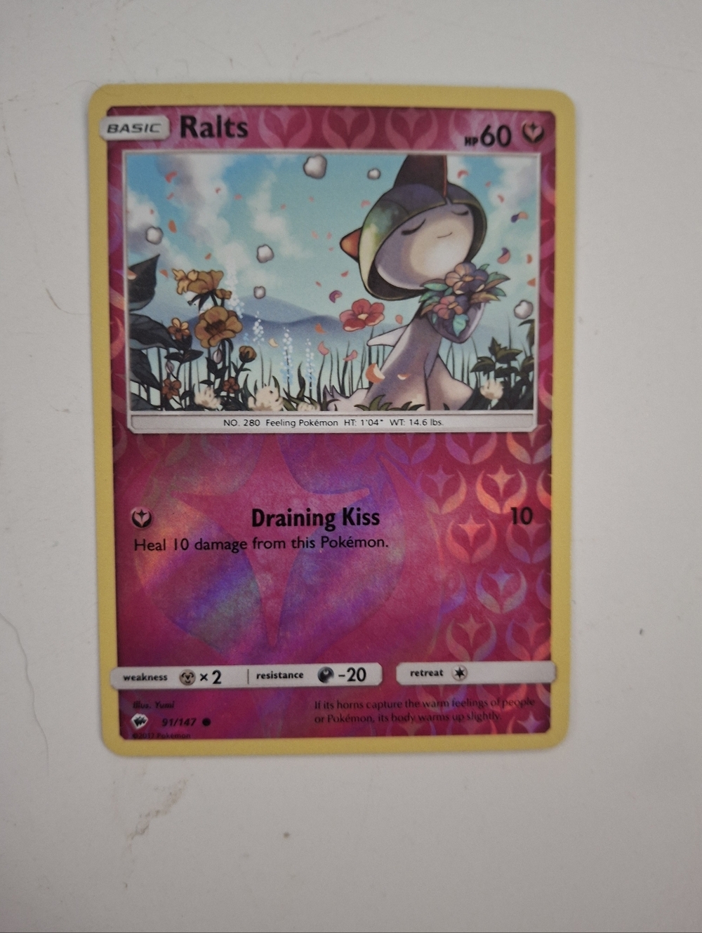 Ralts 91/147 SM - Burning Shadows Reverse Holo Common Pokemon Trading Card LP
